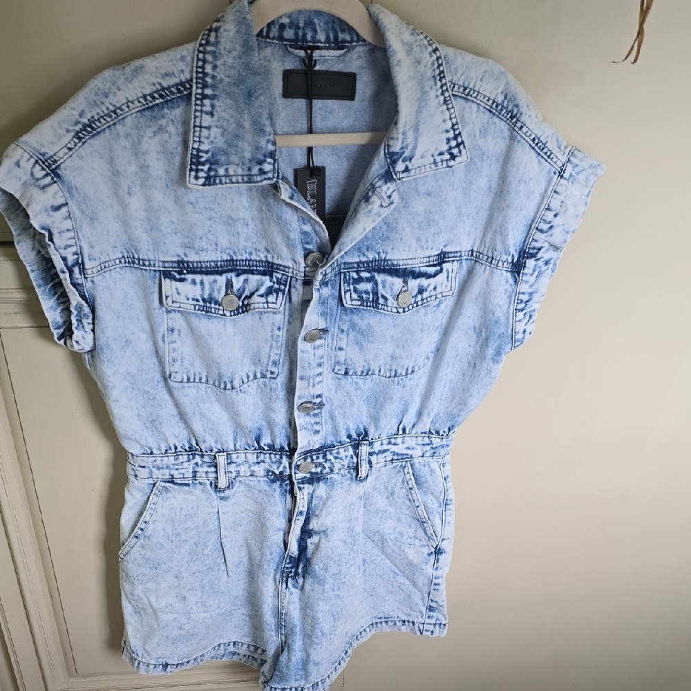 Blank NYC Light Blue Denim Short Romper
